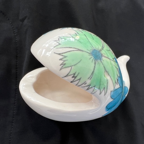 Vintage Flower Power Whale Ashtray by Fitz & Floyd Approx. 5" Long Blue Green - Picture 2 of 5